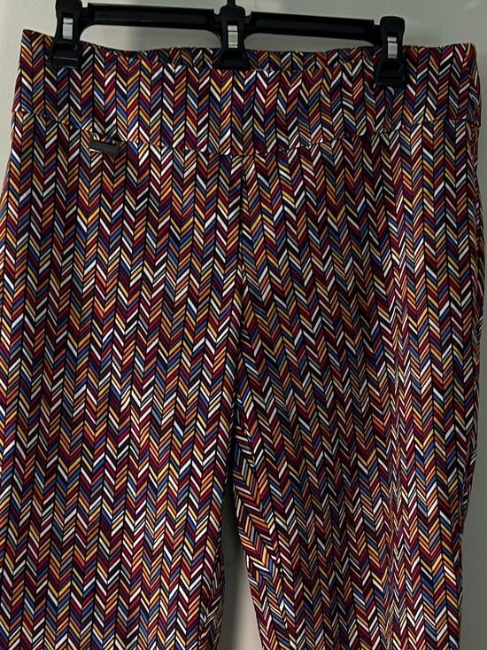 Peck & Peck Pants - Peck & Peck Multicolor Herringbone Print Ankle Pants Womens 8 Stretch Pull On